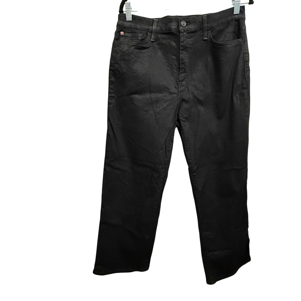 Hudson Noa Stellar‎ Black Coated High Rise Straight Leg Crop Jeans Womens 31